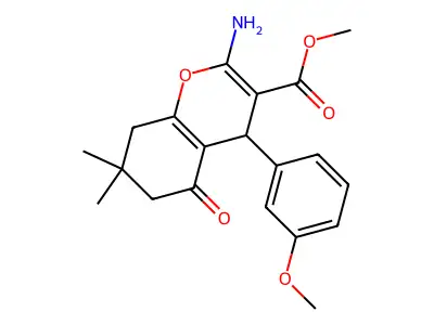 methyl 2-amino-4-(3-methoxyphenyl)-7,7-dimethyl-5-oxo-5,6,7,8-tetrahydro-4H-chromene-3-carboxylate structure