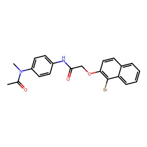 N-{4-[acetyl(methyl)amino]phenyl}-2-[(1-bromo-2-naphthyl)oxy]acetamide structure