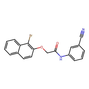 2-[(1-bromo-2-naphthyl)oxy]-N-(3-cyanophenyl)acetamide structure