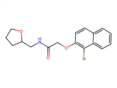 2-[(1-bromo-2-naphthyl)oxy]-N-(tetrahydro-2-furanylmethyl)acetamide structure
