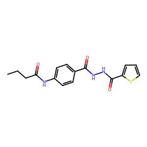 N-[4-[(thiophene-2-carbonylamino)carbamoyl]phenyl]butanamide structure