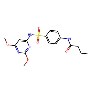 N-[4-[(2,6-dimethoxy-4-pyrimidinyl)sulfamoyl]phenyl]butanamide structure
