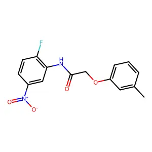 N-(2-fluoro-5-nitrophenyl)-2-(3-methylphenoxy)acetamide structure