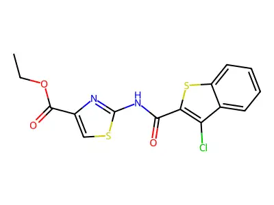 Ethyl 2-(3-chlorobenzo[b]thiophene-2-carboxamido)thiazole-4-carboxylate structure