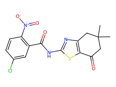 5-chloro-N-(5,5-dimethyl-7-oxo-4,5,6,7-tetrahydrobenzo[d]thiazol-2-yl)-2-nitrobenzamide structure