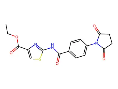 Ethyl 2-(4-(2,5-dioxopyrrolidin-1-yl)benzamido)thiazole-4-carboxylate structure