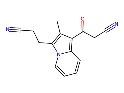 3-[3-(2-Cyanoethyl)-2-methylindolizin-1-yl]-3-oxopropanenitrile structure
