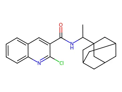N-[1-(adamantan-1-yl)ethyl]-2-chloroquinoline-3-carboxamide structure