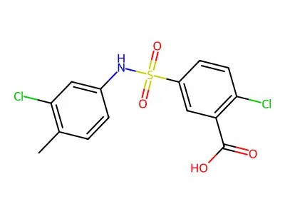 2-Chloro-5-[(3-chloro-4-methylphenyl)sulfamoyl]benzoic acid structure