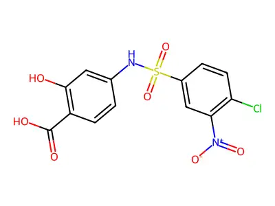 4-(4-Chloro-3-nitro-benzenesulfonylamino)-2-hydroxy-benzoic acid structure