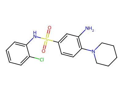 3-amino-N-(2-chlorophenyl)-4-(piperidin-1-yl)benzene-1-sulfonamide structure