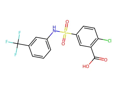 2-Chloro-5-{[3-(trifluoromethyl)phenyl]sulfamoyl}benzoic acid structure
