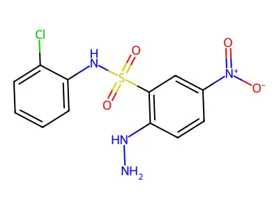 N-(2-chlorophenyl)-2-hydrazinyl-5-nitrobenzene-1-sulfonamide structure