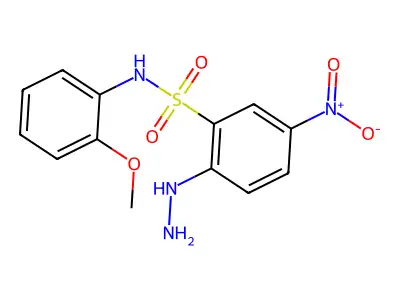 2-hydrazinyl-N-(2-methoxyphenyl)-5-nitrobenzene-1-sulfonamide structure