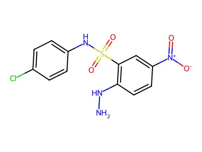 N-(4-chlorophenyl)-2-hydrazinyl-5-nitrobenzene-1-sulfonamide structure