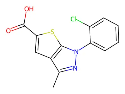 1-(2-chlorophenyl)-3-methyl-1H-thieno[2,3-c]pyrazole-5-carboxylic acid structure