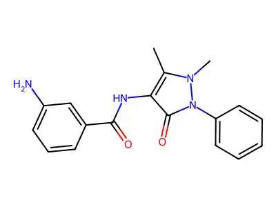 3-amino-N-(1,5-dimethyl-3-oxo-2-phenyl-2,3-dihydro-1H-pyrazol-4-yl)benzamide structure