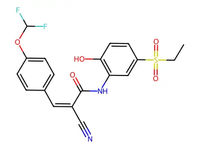 2-cyano-3-[4-(difluoromethoxy)phenyl]-N-[5-(ethanesulfonyl)-2-hydroxyphenyl]prop-2-enamide structure