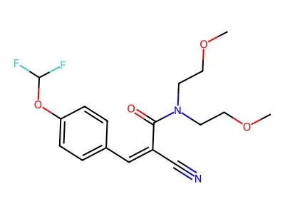 2-cyano-3-[4-(difluoromethoxy)phenyl]-N,N-bis(2-methoxyethyl)prop-2-enamide structure
