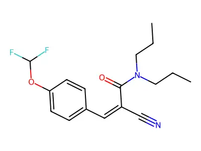 2-cyano-3-[4-(difluoromethoxy)phenyl]-N,N-dipropylprop-2-enamide structure