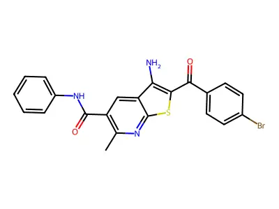 3-amino-2-(4-bromobenzoyl)-6-methyl-N-phenylthieno[2,3-b]pyridine-5-carboxamide structure