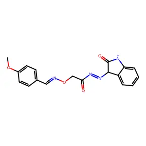2-(((4-methoxybenzylidene)amino)oxy)-N'-(2-oxoindolin-3-ylidene)acetohydrazide structure