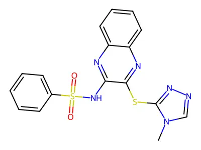 N-[3-[(4-methyl-1,2,4-triazol-3-yl)sulfanyl]quinoxalin-2-yl]benzenesulfonamide structure