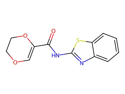 N-(1,3-benzothiazol-2-yl)-2,3-dihydro-1,4-dioxine-5-carboxamide structure