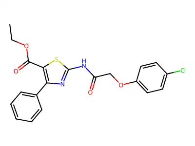 Ethyl 2-(2-(4-chlorophenoxy)acetamido)-4-phenylthiazole-5-carboxylate structure