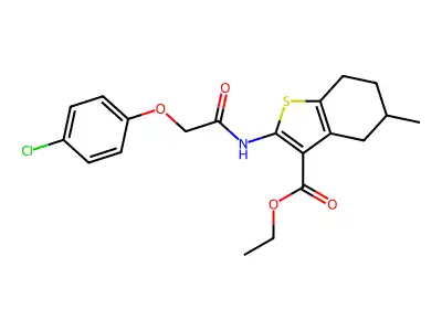 ETHYL 2-[2-(4-CHLOROPHENOXY)ACETAMIDO]-5-METHYL-4,5,6,7-TETRAHYDRO-1-BENZOTHIOPHENE-3-CARBOXYLATE structure