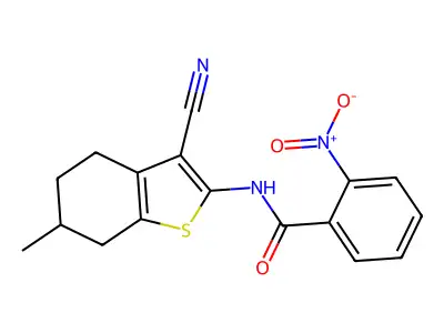 N-(3-cyano-6-methyl-4,5,6,7-tetrahydro-1-benzothiophen-2-yl)-2-nitrobenzamide structure