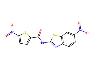 5-nitro-N-(6-nitro-1,3-benzothiazol-2-yl)thiophene-2-carboxamide structure