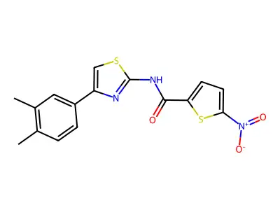 N-[4-(3,4-dimethylphenyl)-1,3-thiazol-2-yl]-5-nitrothiophene-2-carboxamide structure