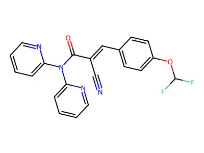 2-cyano-3-[4-(difluoromethoxy)phenyl]-N,N-bis(pyridin-2-yl)prop-2-enamide structure