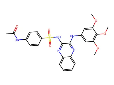 N-(4-{[(2Z)-3-[(3,4,5-trimethoxyphenyl)amino]quinoxalin-2(1H)-ylidene]sulfamoyl}phenyl)acetamide structure