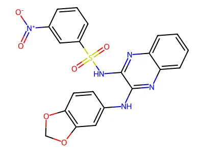 N-[3-(1,3-benzodioxol-5-ylamino)quinoxalin-2-yl]-3-nitrobenzenesulfonamide structure