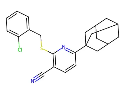 6-(1-Adamantyl)-2-[(2-chlorophenyl)methylsulfanyl]pyridine-3-carbonitrile structure