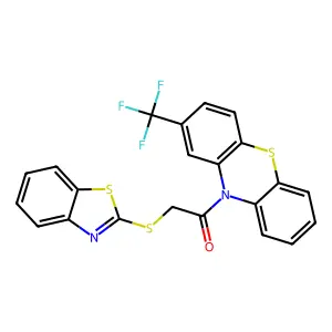 2-(Benzothiazol-2-ylsulfanyl)-1-(2-trifluoromethyl-phenothiazin-10-yl)-ethanone structure