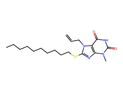 7-Allyl-8-decylsulfanyl-3-methyl-3,7-dihydro-purine-2,6-dione structure