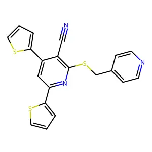 2-(Pyridin-4-ylmethylsulfanyl)-4,6-dithiophen-2-ylpyridine-3-carbonitrile structure