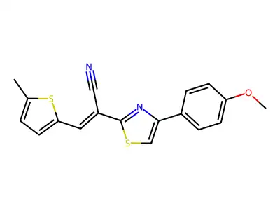 (Z)-2-(4-(4-methoxyphenyl)thiazol-2-yl)-3-(5-methylthiophen-2-yl)acrylonitrile structure