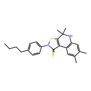 2-(4-butylphenyl)-4,4,7,8-tetramethyl-5H-[1,2]thiazolo[5,4-c]quinoline-1-thione structure