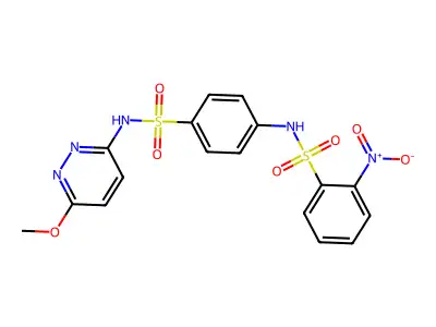 N-[4-[(6-methoxypyridazin-3-yl)sulfamoyl]phenyl]-2-nitrobenzenesulfonamide structure