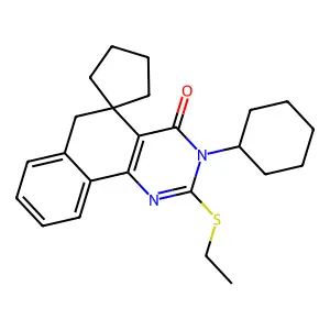 3-cyclohexyl-2-ethylsulfanylspiro[6H-benzo[h]quinazoline-5,1'-cyclopentane]-4-one structure