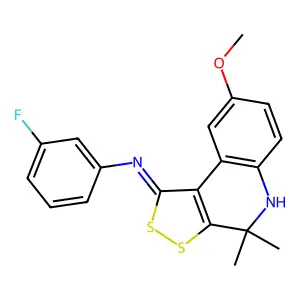 3-fluoro-N-[(1Z)-8-methoxy-4,4-dimethyl-4,5-dihydro-1H-[1,2]dithiolo[3,4-c]quinolin-1-ylidene]aniline structure