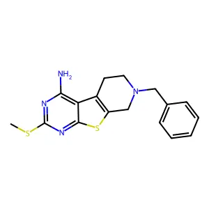 7-benzyl-2-methylsulfanyl-6,8-dihydro-5H-pyrido[4,5]thieno[1,2-c]pyrimidin-4-amine structure