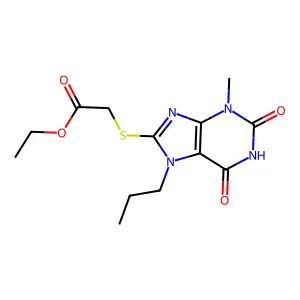 Ethyl 2-(3-methyl-2,6-dioxo-7-propylpurin-8-yl)sulfanylacetate structure