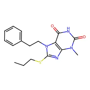 3-Methyl-7-phenethyl-8-propylsulfanyl-3,7-dihydro-purine-2,6-dione structure