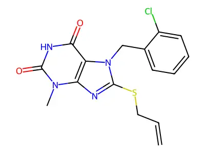 8-(allylthio)-7-(2-chlorobenzyl)-3-methyl-1H-purine-2,6(3H,7H)-dione structure