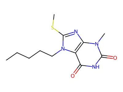 3-Methyl-8-methylsulfanyl-7-pentylpurine-2,6-dione structure